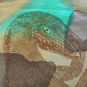 Sheer Silk Scarf with Dinosaurs